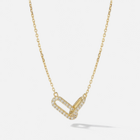 Collier Audacieuse femme, maillons entrelacés sertis de zirconium, argent 925 plaqué or 18 carats, coloris doré – Soreli Paris
