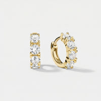 Boucles d'oreilles créoles bombées Boucle Magnétique femme en argent 925 plaqué or 18 carats, vue de face – Soreli Paris