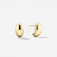 Boucles d'oreilles puces ovales Boucle Essentielle femme en argent 925 plaqué or 18 carats, vue de face – Soreli Paris
