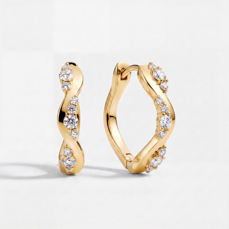 Boucles d'oreilles créoles torsadées Boucle Captivante femme, zirconium, argent 925 plaqué or 18 carats – Soreli Paris