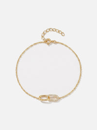 Bracelet Audacieuse à maillons entrelacés femme, zirconium, argent 925 plaqué or 18 carats, coloris doré – Soreli Paris