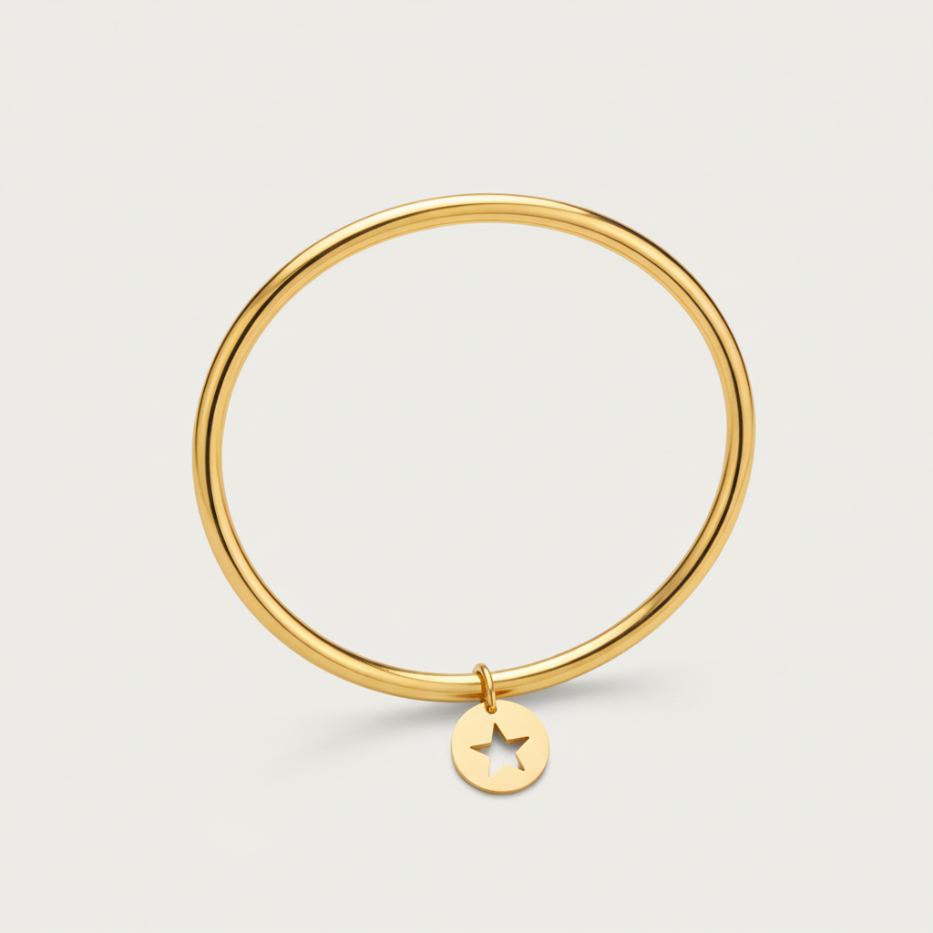 Bracelet Muse doré en acier inoxydable 316L Soreli, jonc fin avec pendentif étoile minimaliste
