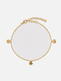 Bracelet Spontanée chaîne à médaillons martelés femme, argent 925 plaqué or 18 carats, vue de face – Soreli Paris