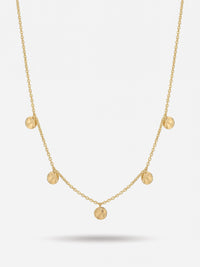 Collier Rayonnante femme en argent 925 plaqué or 18 carats à cinq médaillons martelés, vue de face – Soreli Paris