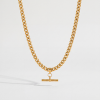Collier Souveraine femme, maille gourmette et pendentif barre en T, argent 925 plaqué or 18 carats – Soreli Paris