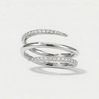 Bague Enveloppante spirale zirconium, coloris argenté – Soreli Paris
