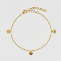 Bracelet Spontanée chaîne à médaillons martelés femme, argent 925 plaqué or 18 carats, vue de face – Soreli Paris