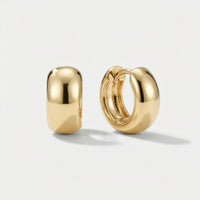 Grandes boucles d'oreilles créoles bombées Boucle Imposante femme, argent 925 plaqué or 18 carats, coloris doré – Soreli Paris