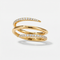 Bague Enveloppante spirale femme, zirconium, argent 925 plaqué or 18 carats, coloris doré – Soreli Paris