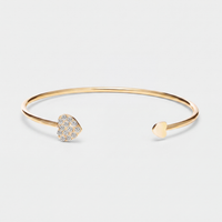 Jonc Captivante ouvert double cœur pavé de zirconium femme, argent 925 plaqué or 18 carats – Soreli Paris